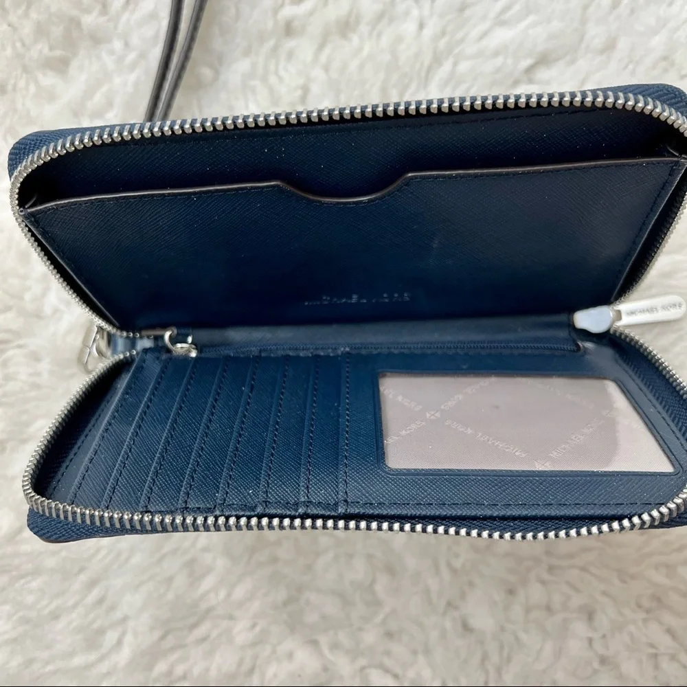 Michael Kors Croc Embossed Check Book/Phone Credit cards Wristlet Wallet
